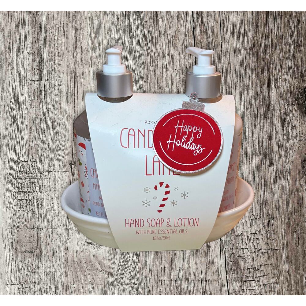 Aroma Aria hand soap and lotion candy cane